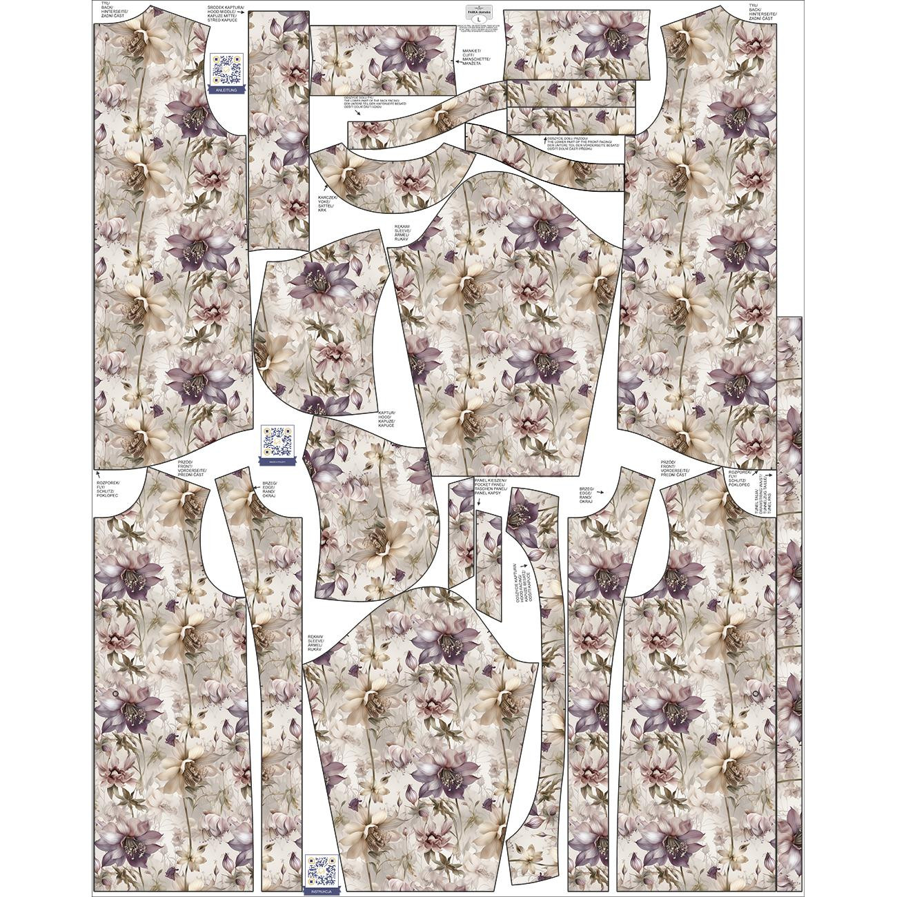 DÁMSKÁ BUNDA PARKA (ANNA) - PASTEL FLOWERS WZ.2 - softshell