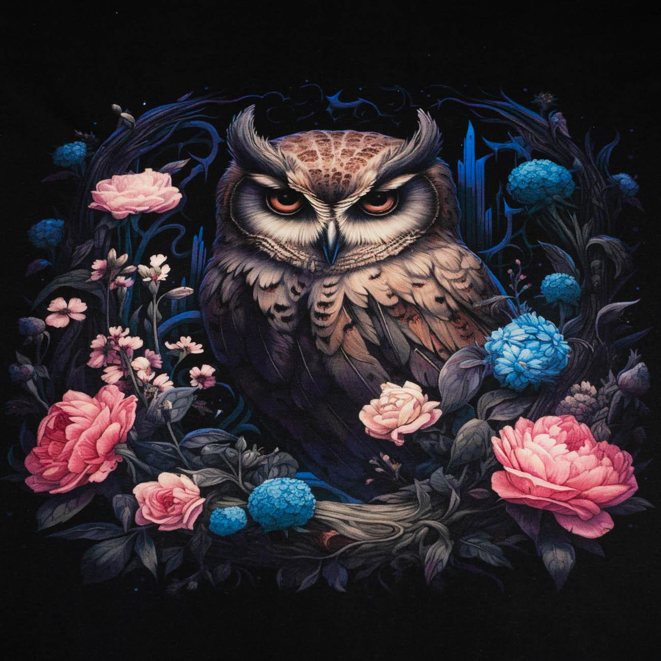 GOTHIC OWL - panel (60cm x 50cm) SINGLE JERSEY