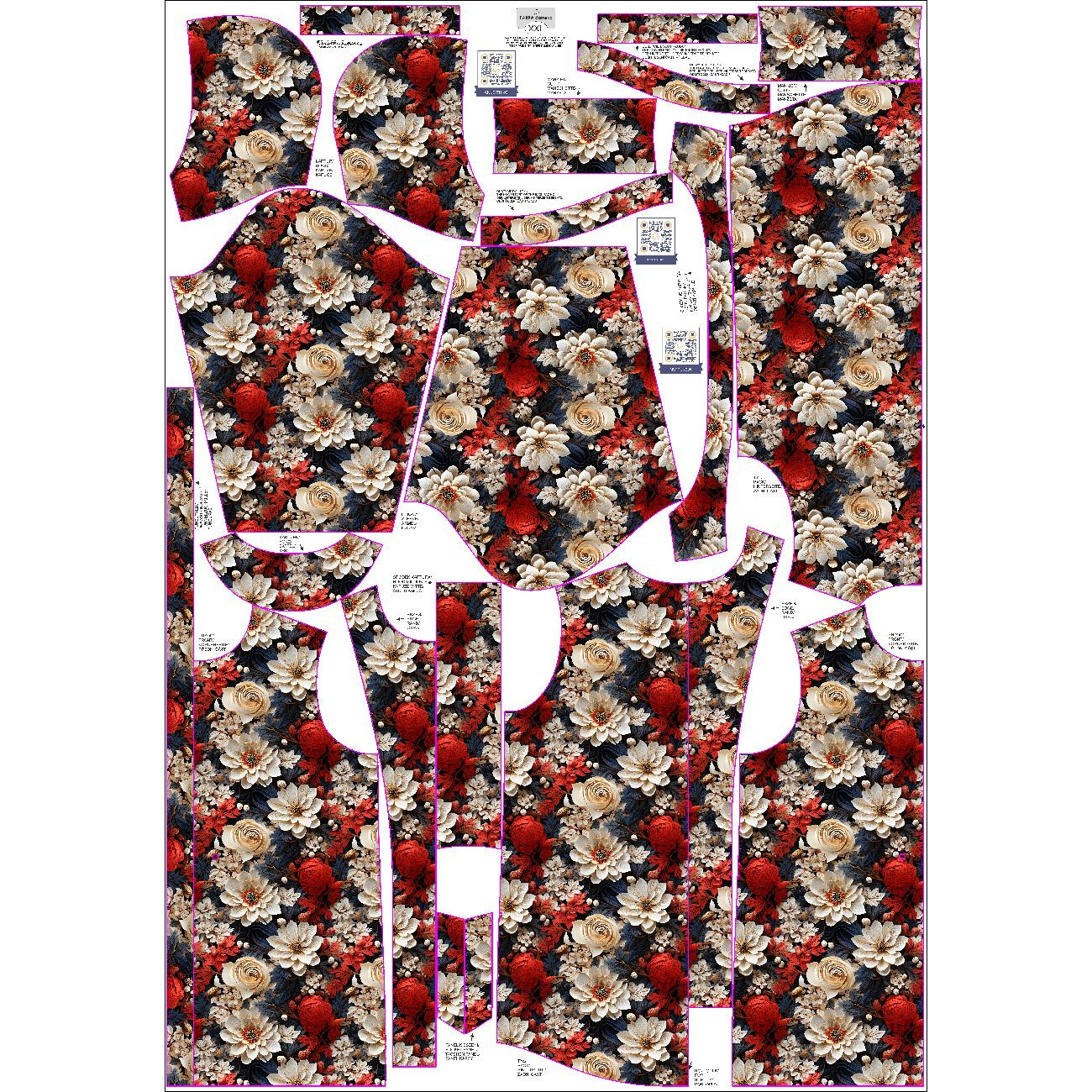 DÁMSKÁ BUNDA PARKA (ANNA) - VIBRANT FLOWERS - sada šití