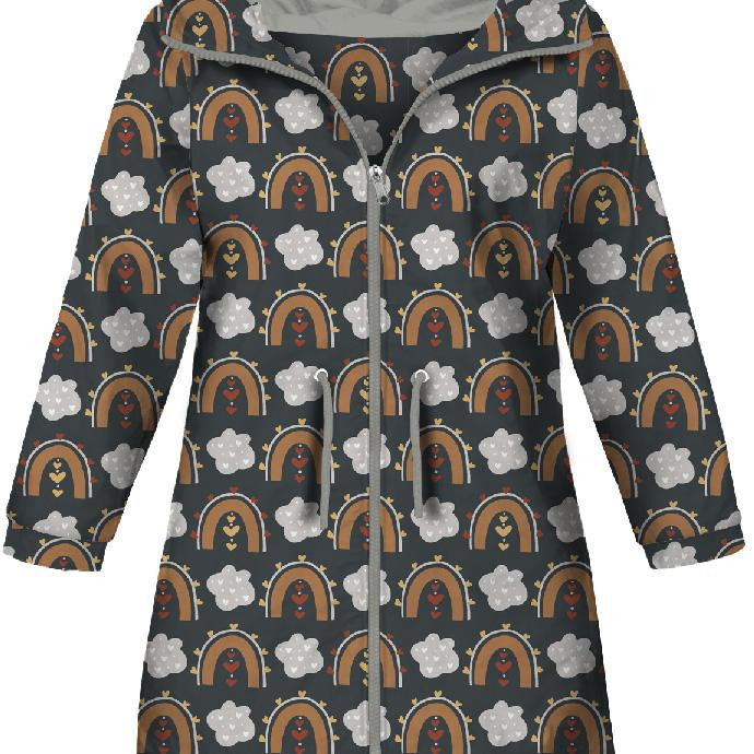DĚTSKÁ BUNDA PARKA (ARIEL) - VALENTÝNSKÁ DUHA vz. 2 / grafit (DUHY A SRDCE) - softshell