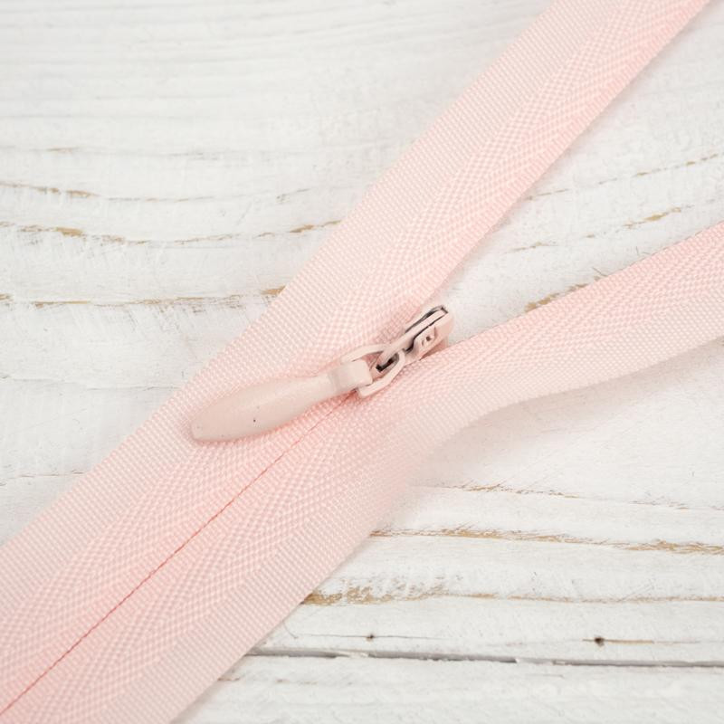 Spirálový zip skrytý nedělitelný 40cm - světlo růžový