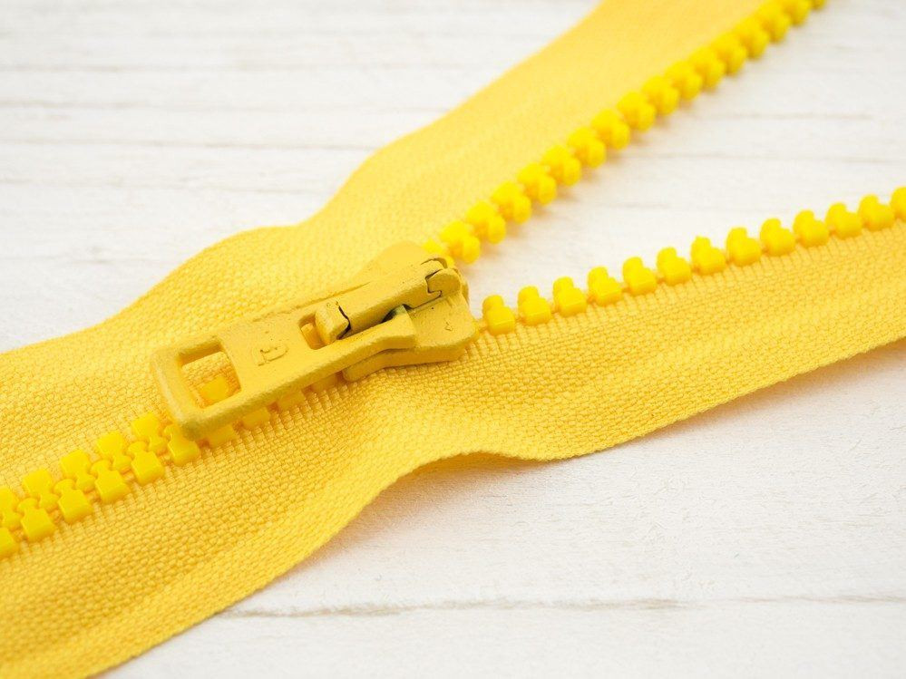 Kostěný zip 60cm dělitelný- žlutě kanárkový