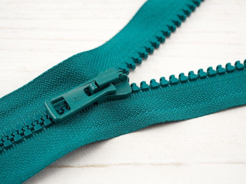 Kostěný zip 30cm dělitelný - smaragdově zelený