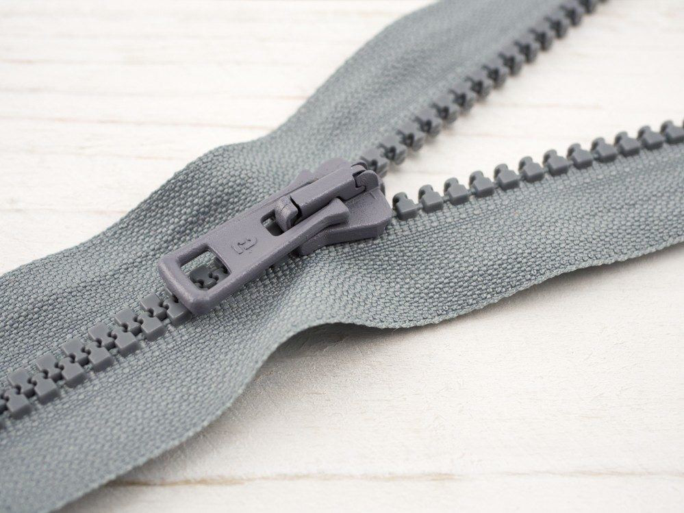 Kostěný zip 60cm dělitelný - šedivý B-16