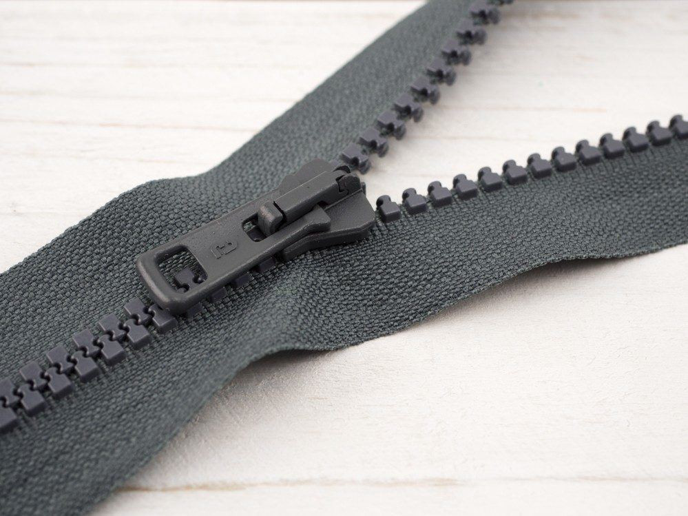 Kostěný zip 70cm dělitelný - tmavošedivý
