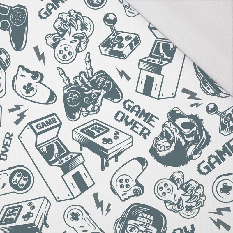 GAME OVER (retro) / bílý - organický úplet single jersey s elastanem 