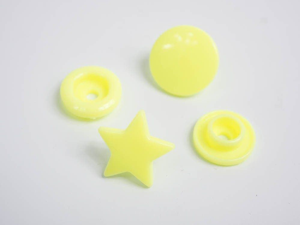 Patentky KAM hvězda  12mm - žlutý neon 10sad