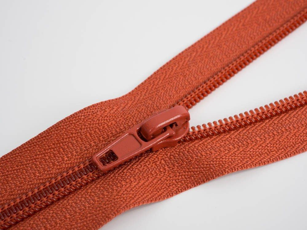 Spirálový zip 40cm dělitelný  - cihlový