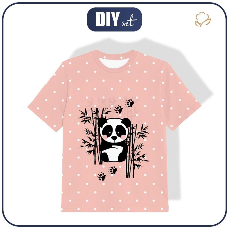DĚTSKÉ TRIČKO - PANDA (puntíky) / růžový - single jersey