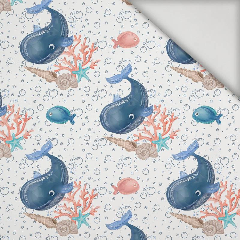 VELRYBY / bubliny  (POHÁDKOVÝ OCEÁN) / bílá - lycra 300g VELRYBY / bubliny  (POHÁDKOVÝ OCEÁN) / bílá - lycra 300g