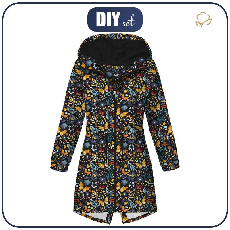 DÁMSKÁ BUNDA PARKA (ANNA) - FOLKOVÍ MOTÝLI / černý - softshell