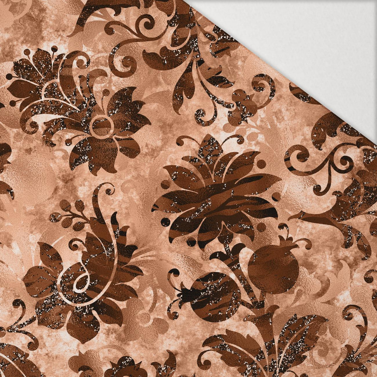 FLORAL Vz. 9 / peach fuzz - Hydrofobní česaná teplákovina FLORAL Vz. 9 / peach fuzz - Hydrofobní česaná teplákovina