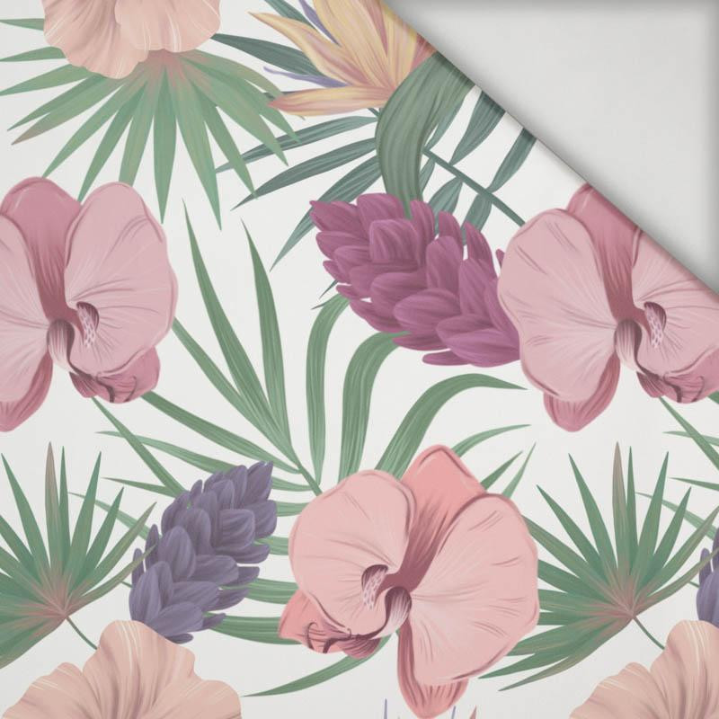 EXOTICKÉ ROSTLINY / bílá - lycra pro plavky 240g EXOTICKÉ ROSTLINY / bílá - lycra pro plavky 240g