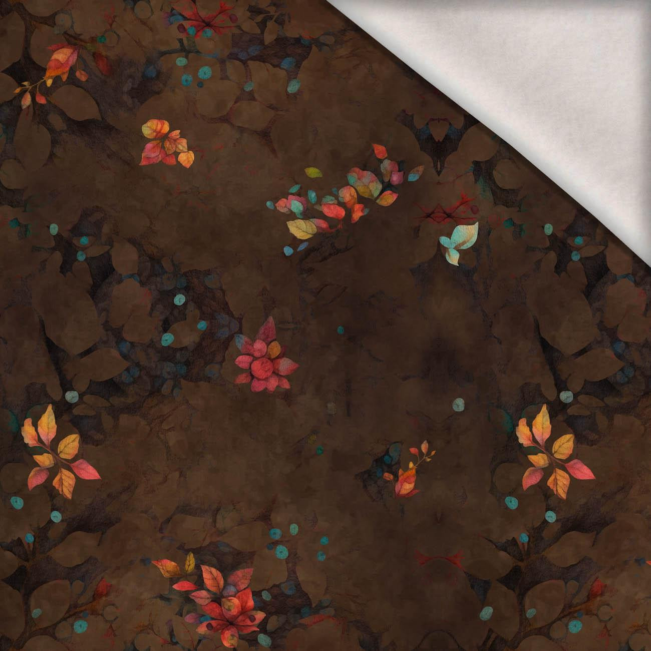 BOHO LEAVES VZ. 1 - teplákovina počesaná s elastanem ITY BOHO LEAVES VZ. 1 - teplákovina počesaná s elastanem ITY