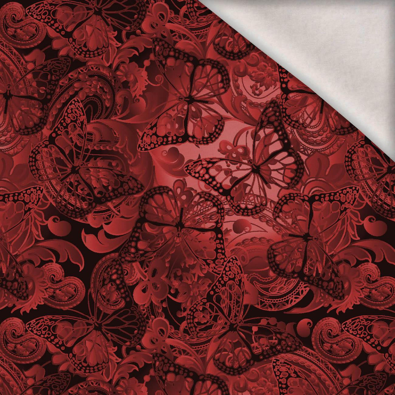 KORONKOWE MOTYLE / czerwone - teplákovina počesaná s elastanem ITY KORONKOWE MOTYLE / czerwone - teplákovina počesaná s elastanem ITY