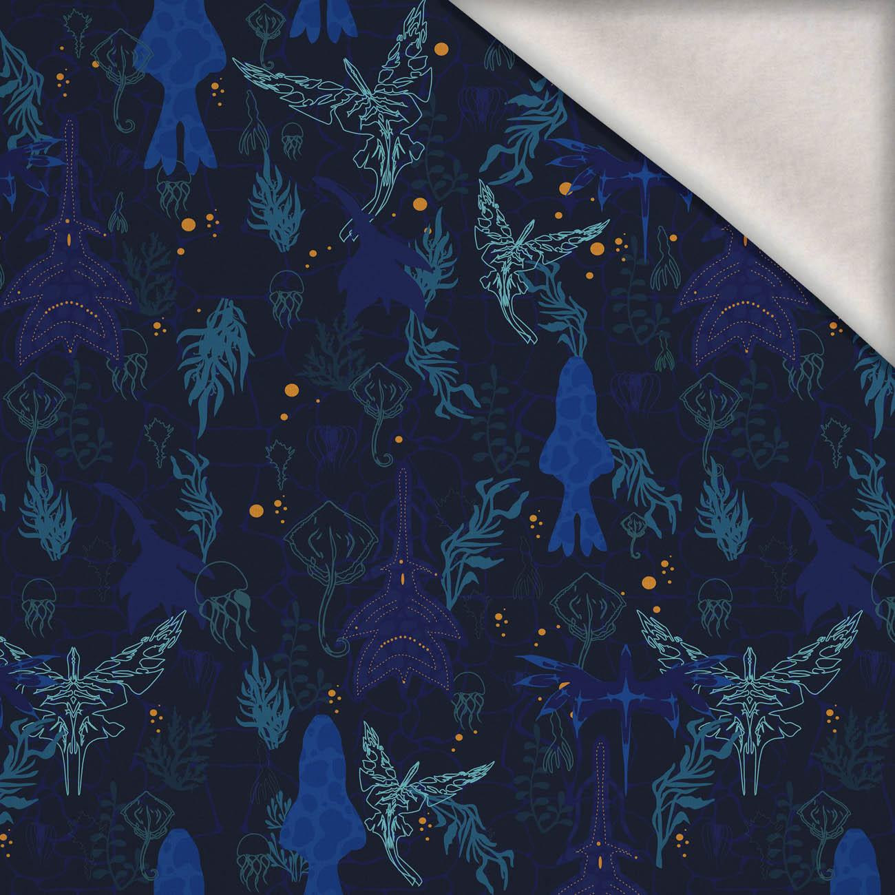 VODNÍ SVĚT / navy - teplákovina počesaná s elastanem ITY VODNÍ SVĚT / navy - teplákovina počesaná s elastanem ITY