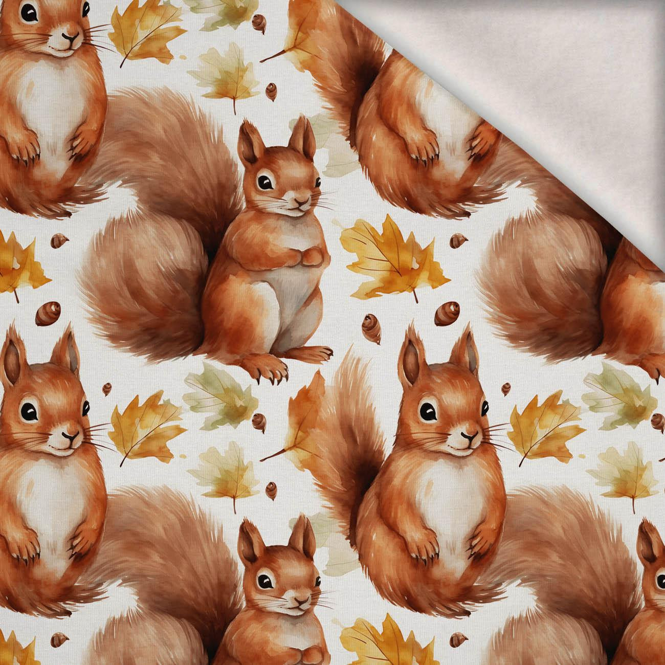 PASTEL SQUIRREL - teplákovina počesaná s elastanem ITY PASTEL SQUIRREL - teplákovina počesaná s elastanem ITY