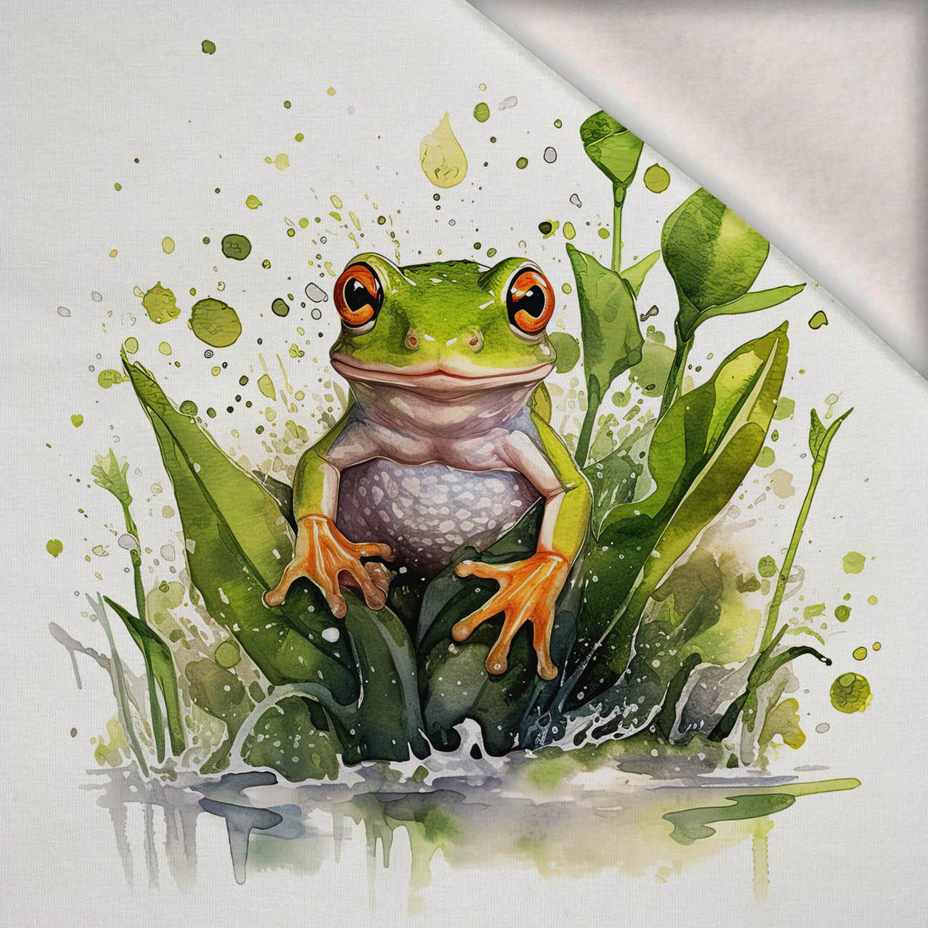 WATERCOLOR FROG - Panel (75cm x 80cm) teplákovina počesaná s elastanem ITY