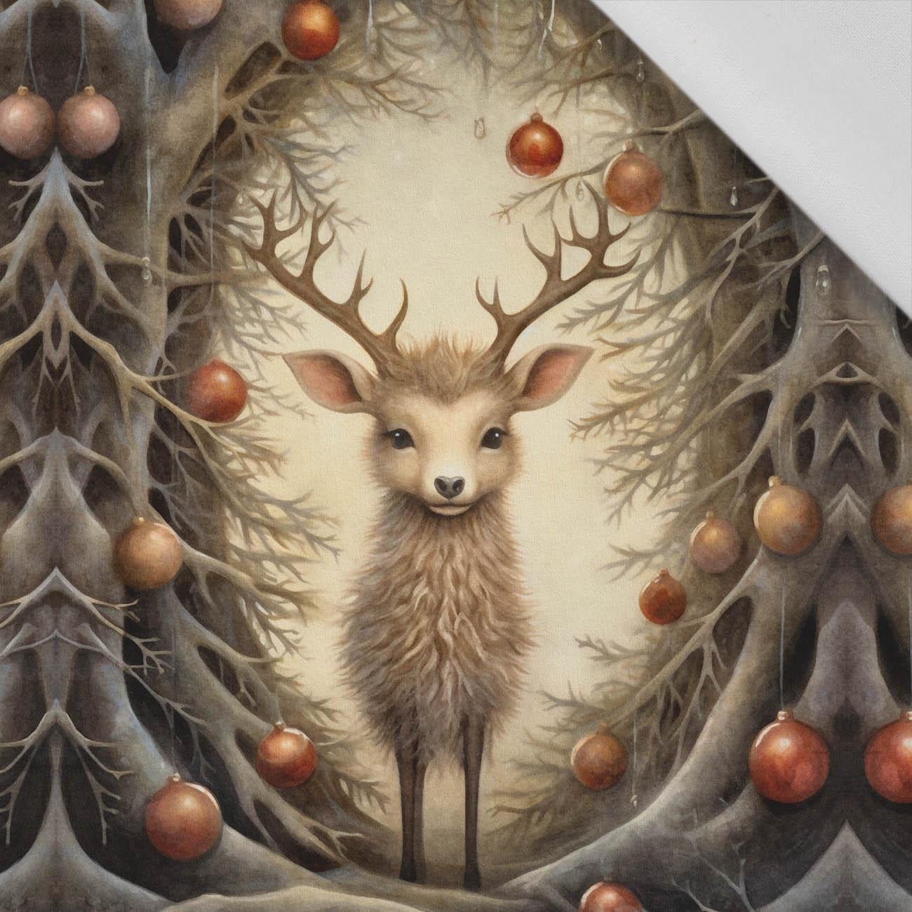 VINTAGE CHRISTMAS REINDEER VZ. 1 - Paneel (60cm x 50cm) bavlněná tkanina VINTAGE CHRISTMAS REINDEER VZ. 1 - Paneel (60cm x 50cm) bavlněná tkanina