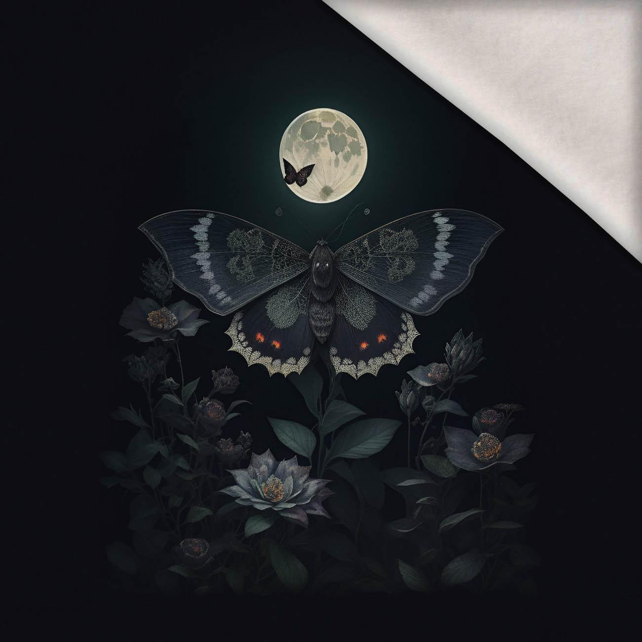 NIGHT BUTTERFLY - Panel (75cm x 80cm) teplákovina počesaná s elastanem ITY