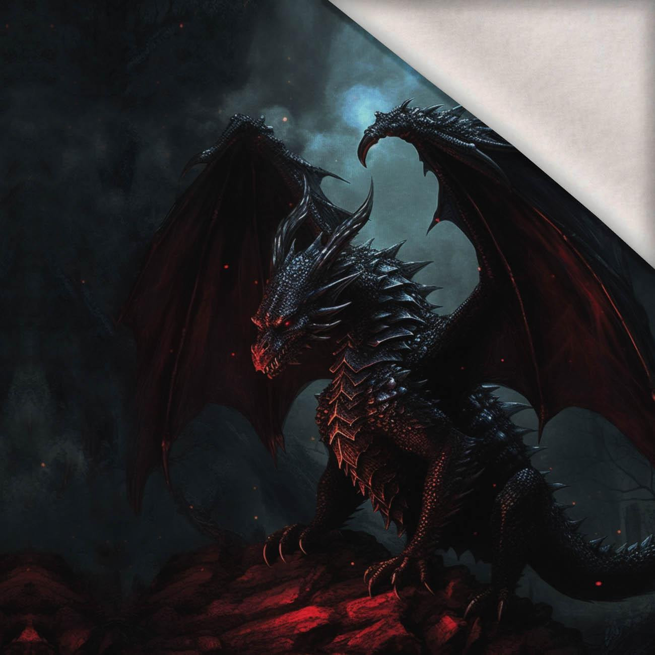 GOTHIC DRAGON - panel (60cm x 50cm) teplákovina počesaná s elastanem ITY