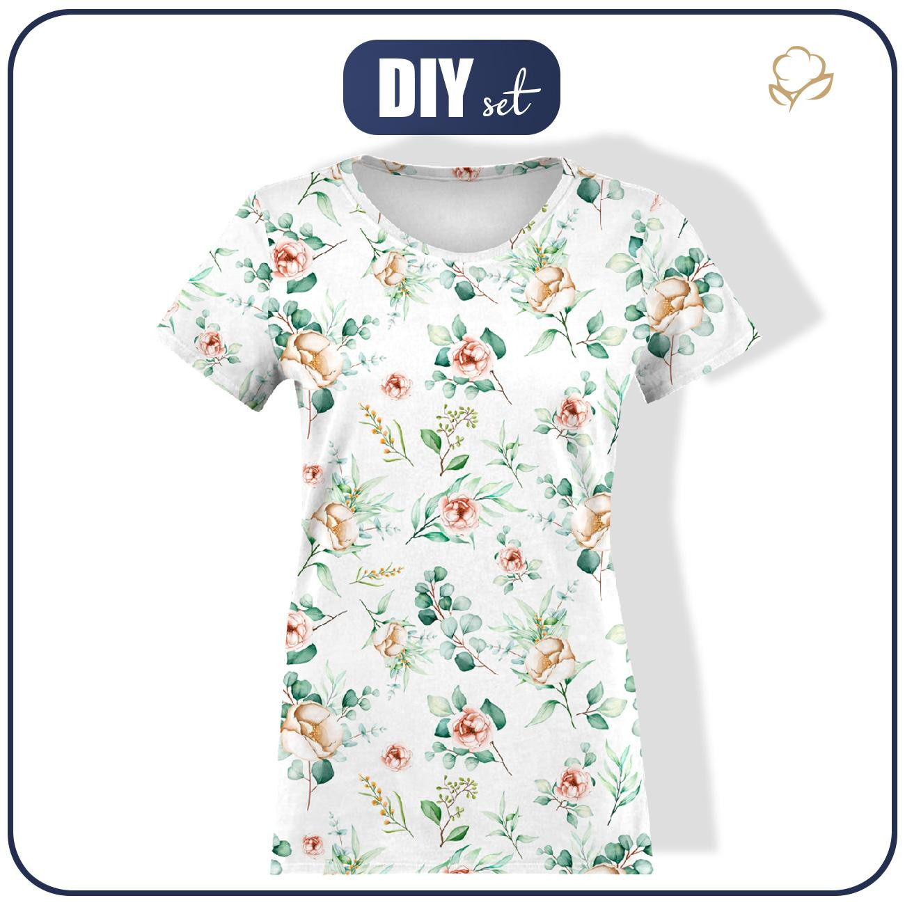 DÁMSKÉ TRIČKO - RŮŽE A LISTY vz. 2 - single jersey