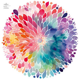 WATERCOLOR FLORAL VZ. 7 -  velký panel pro kruhovou sukni