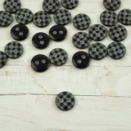 Plastový knoflík kostičkovaný malý - černý
