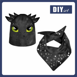 DĚTSKÁ ČEPICE A ŠATKA (DINO) - BLACK DRAGON 44-47