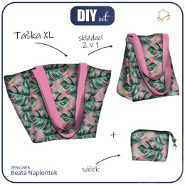 Taška XL s sáčkem 2 v 1 - MONSTERA vz. 5 / růžový