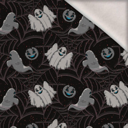 SPOOKY GHOSTS / BLACK (SCARY HALLOWEEN) - teplákovina počesaná s elastanem ITY