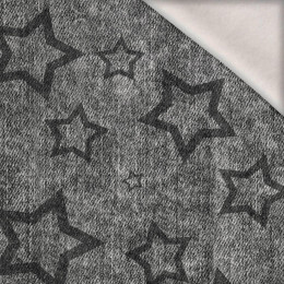 SZARE GWIAZDY (kontur) / przecierany jeans szary - teplákovina počesaná s elastanem ITY