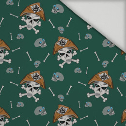PIRATE SKULLS / BOTTLED GREEN (SCARY HALLOWEEN) - rychleschnoucí tkanina