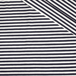 PRUHY TMAVOMODRÁ / BÍLÁ 0,5 cm x 0,5 cm - VISCOSE JERSEY