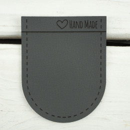 Velká kapsička z eko kůže  zakulacená   "Hand Made" - grafit