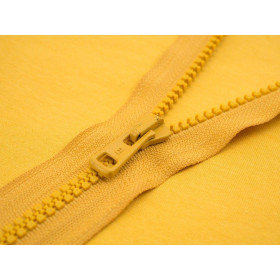 Kostěný zip 70cm dělitelný  - hořčicový B-14