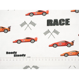 RYCHLÁ AUTA / červená na bélém - teplákovina 
