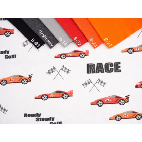 RYCHLÁ AUTA / červená na bélém - teplákovina 