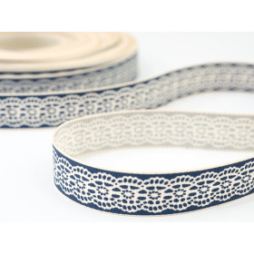 Stuha rypsová imitace krajky - jeans