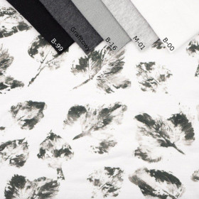 ŠEDÉ LISTY / bílá - teplákovina SP250