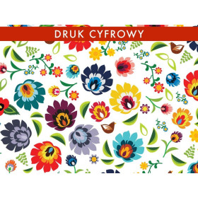 ŁOWICKÝ FOLKLOR / bílý - Viskózový úplet WE210