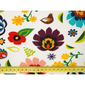 ŁOWICKÝ FOLKLOR / bílý - Viskózový úplet WE210