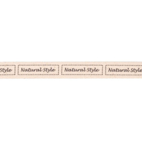 Stuha bavlněná hrubý štítek s tiskem  NATURAL STYLE