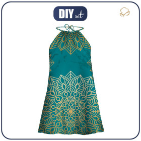 ŠATY "DALIA" MINI - MANDALA vz. 5 / Smaragdově zelená - Sada šití