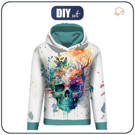 DÁMSKA MIKINA (POLA) CLASSIC S KAPUCÍ - WATERCOLOR SKULL - Sada šití