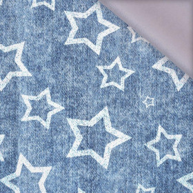 BÍLÉ HVĚZDY  (obrys) / rozřezaný  jeans granátový  - softshell