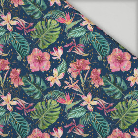 TROPIKALNA DŻUNGLA / granatowy - rychleschnoucí tkanina