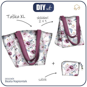 Taška XL s sáčkem 2 v 1 - AKVARELOVÁ KYTICE  vz. 2