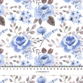BLUE FLOWERS - teplákovina počesaná s elastanem ITY