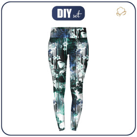 Ženy thermo legíny (GRETA) - FLORAL STRIPES - Sada šití